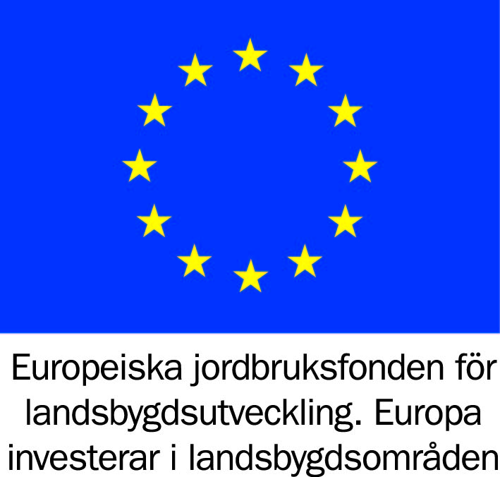 Logotyp Europeiska jordbruksfonden för landsbygdsutveckling. Europa investerar i landsbygdsområden.