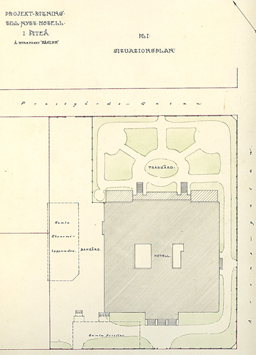 Förslag på ritning för nytt Hotell i Piteå - Situationsplan