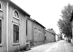 1951–1953. Hamngatan mot väster. Närmast till vänster kv. Bävern 6, Hamngatan 19