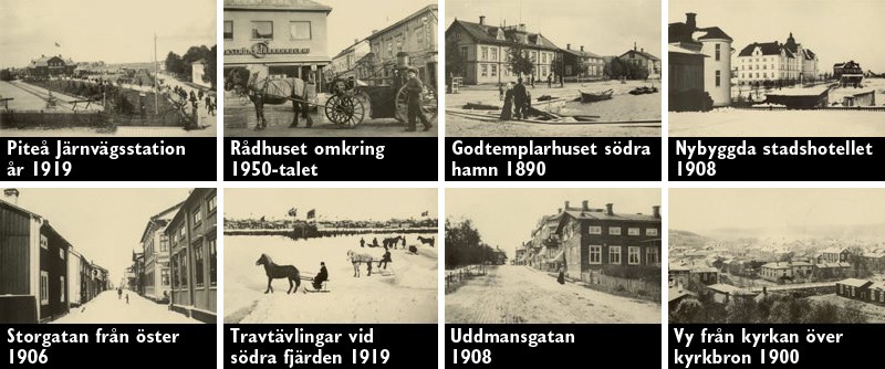 Diverse bilder över gamla Piteå