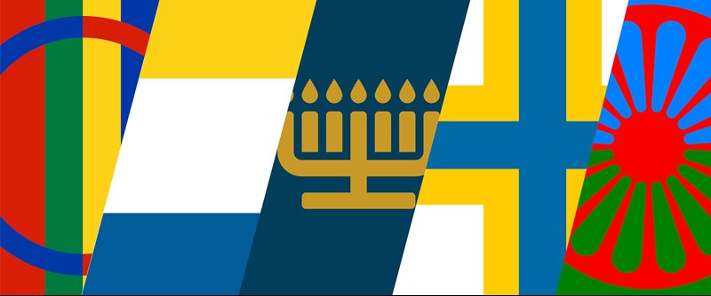 Sveriges fem nationella minoriteter: samer, sverigefinnar, romer, judar och tornedalingar. 